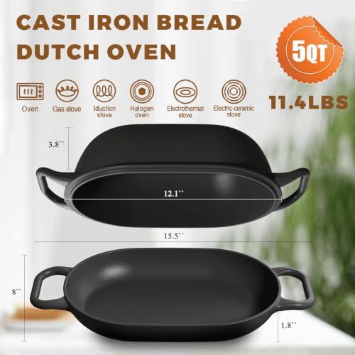 Pre-seasoned oval bread baking Dutch oven — photo 3