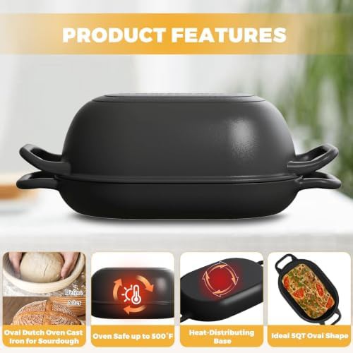 Pre-seasoned oval bread baking Dutch oven — photo 4